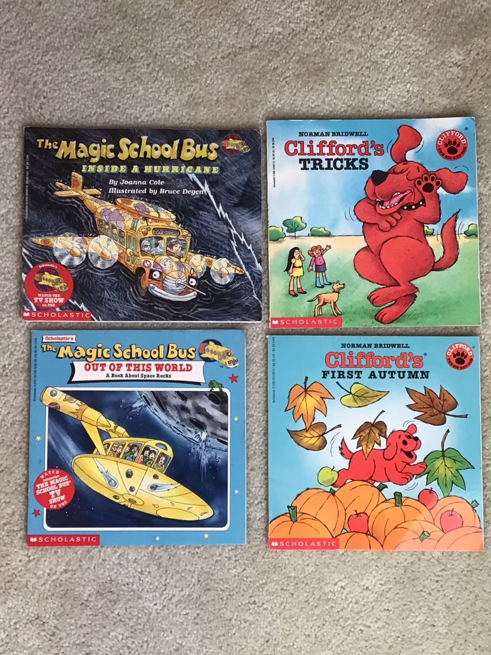4 piece Scholastic Book Bundle featuring The Magic School Bus and Clifford